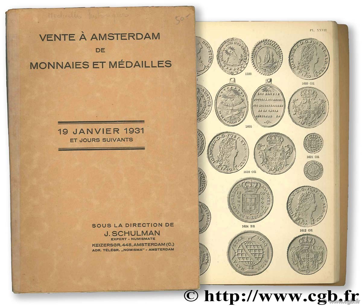 Vente à Amsterdam de monnaies et médailles, 19 janvier 1931 SCHULMAN J.