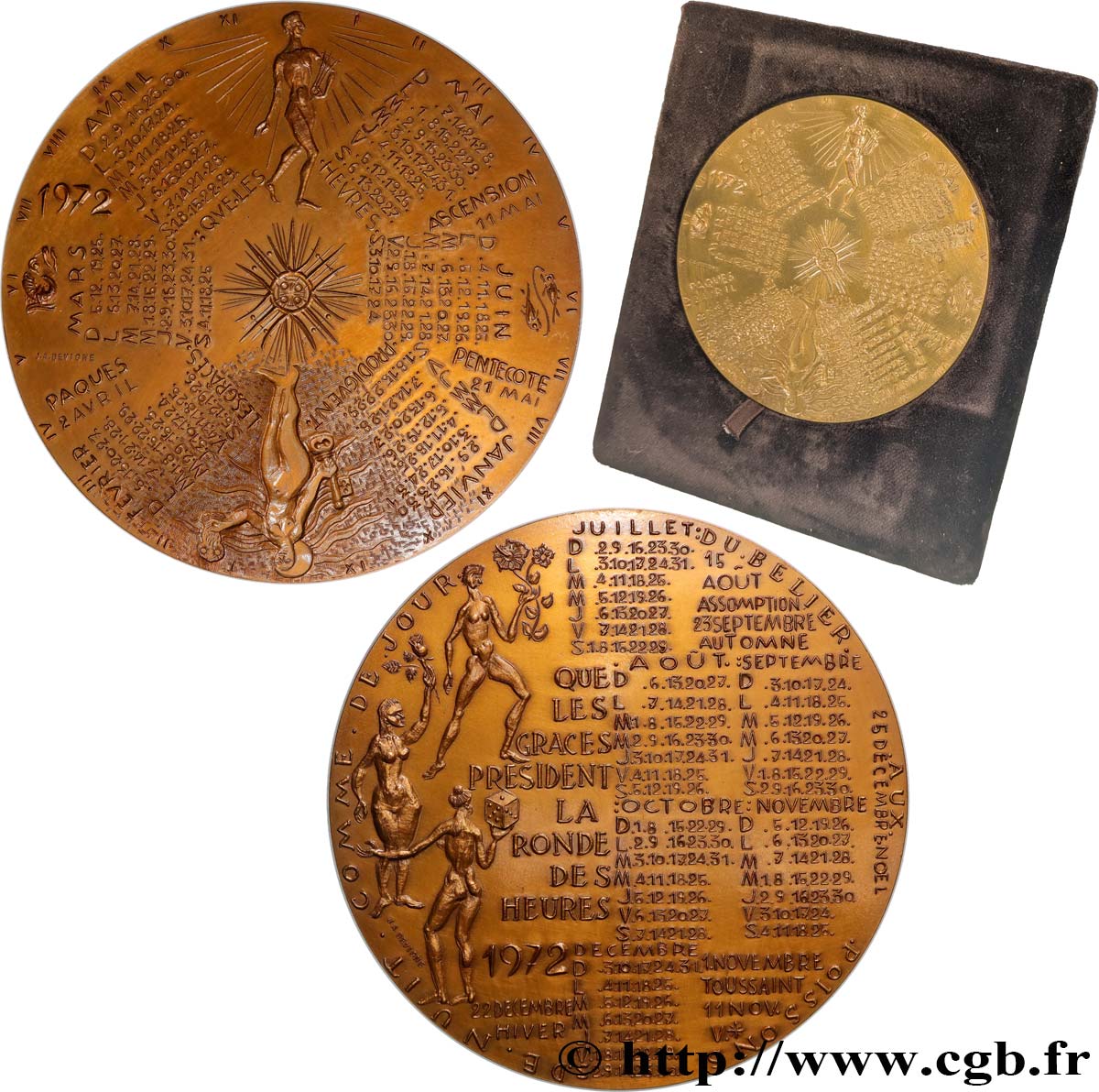 QUINTA REPUBLICA FRANCESA Médaille, Calendrier 1972 EBC