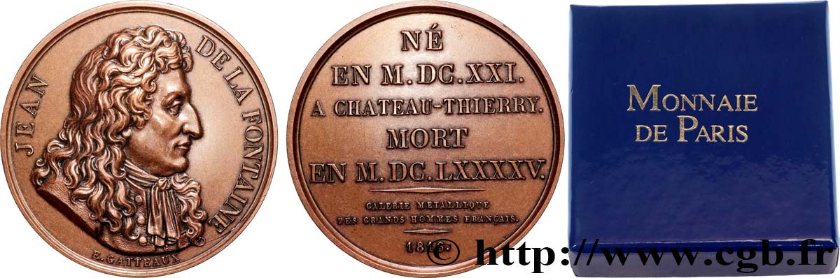 GALERIE MÉTALLIQUE DES GRANDS HOMMES FRANÇAIS Médaille, Jean de la Fontaine, refrappe EBC
