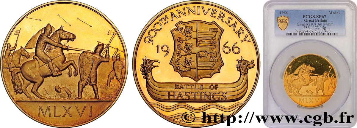 GRANDE-BRETAGNE - ÉLISABETH II Médaille, 900e anniversaire de la Bataille de Hastings, n°86 FDC67