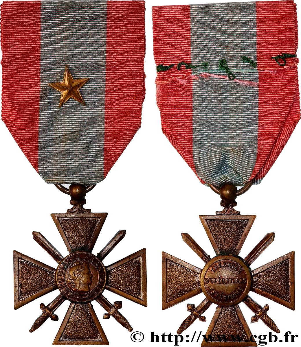 CINQUIÈME RÉPUBLIQUE Médaille, Croix de guerre, Théâtre d’opérations extérieurs TTB+