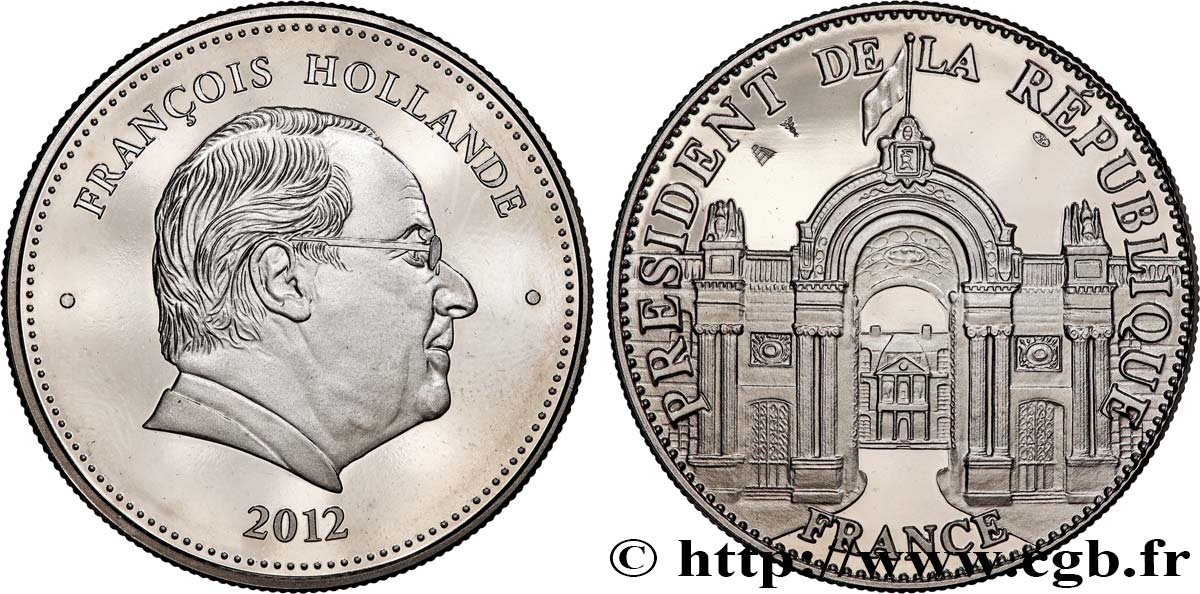 V REPUBLIC Médaille, François Hollande, Président de la république MS