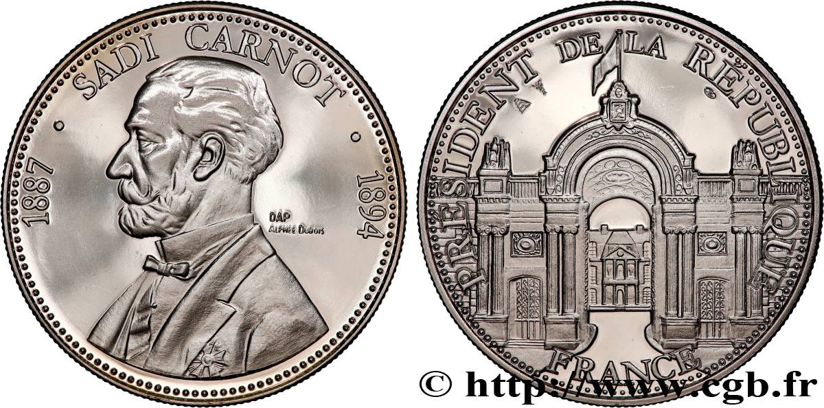 III REPUBLIC Médaille, Sadi Carnot, président de la République MS