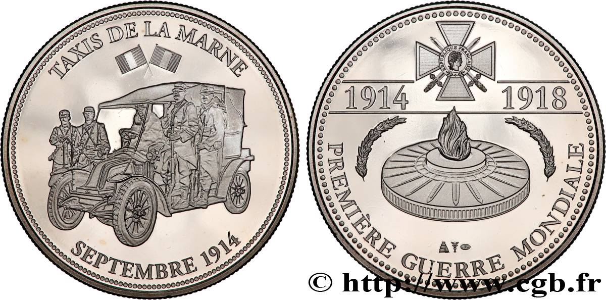V REPUBLIC Médaille, Taxis de la Marne, Première guerre mondiale MS
