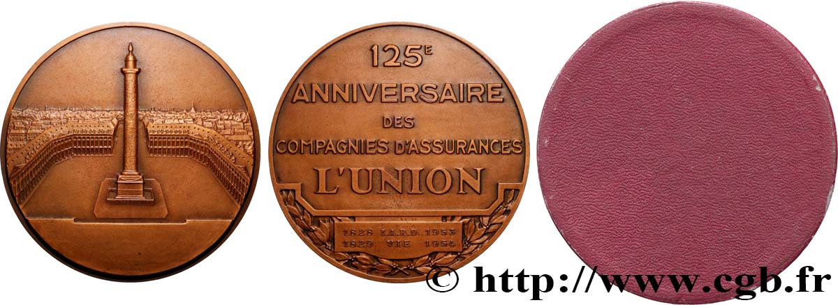 VIERTE FRANZOSISCHE REPUBLIK Médaille, 125e anniversaire des compagnies d’assurances L’Union VZ
