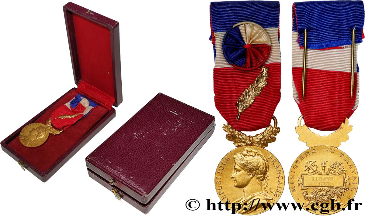 V REPUBLIC Médaille d’honneur du Travail, Ministère du Travail, Or AU
