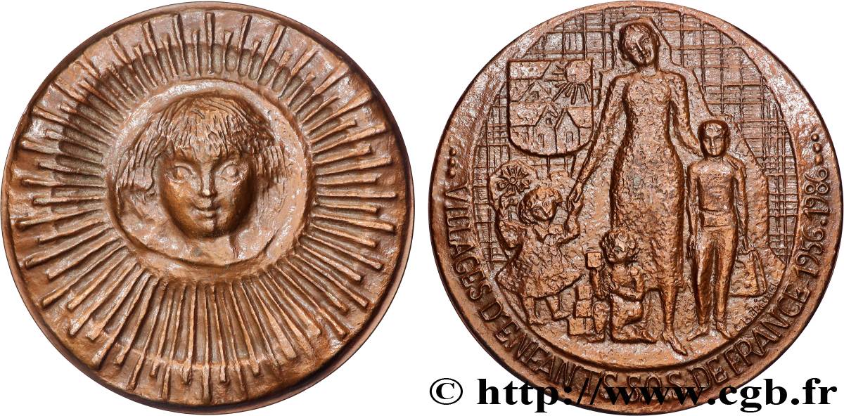 CINQUIÈME RÉPUBLIQUE Médaille, Villages d’enfants S.O.S. de France TTB+/SUP
