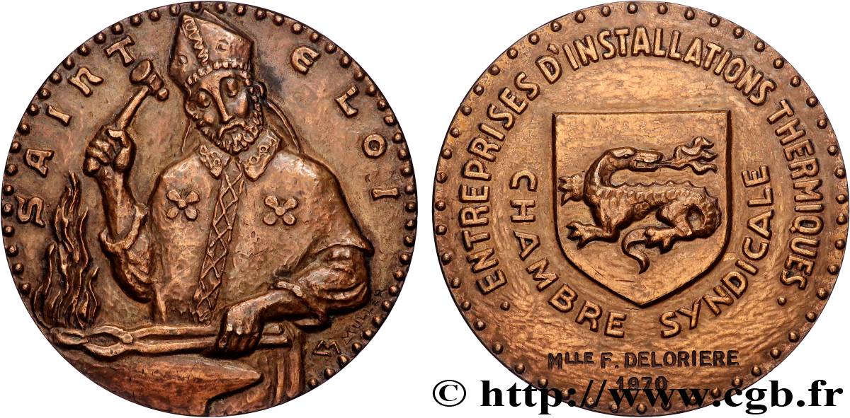 QUINTA REPUBBLICA FRANCESE Médaille, Saint Eloi, Entreprise d’installations thermiques, Chambre syndicale q.SPL