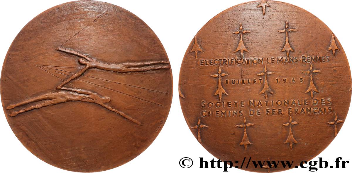 CINQUIÈME RÉPUBLIQUE Médaille pour la ligne SNCF Le Mans-Rennes TTB+