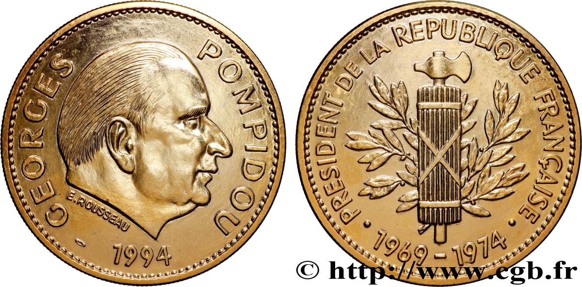 V REPUBLIC Médaille, Georges Pompidou, président de la République AU