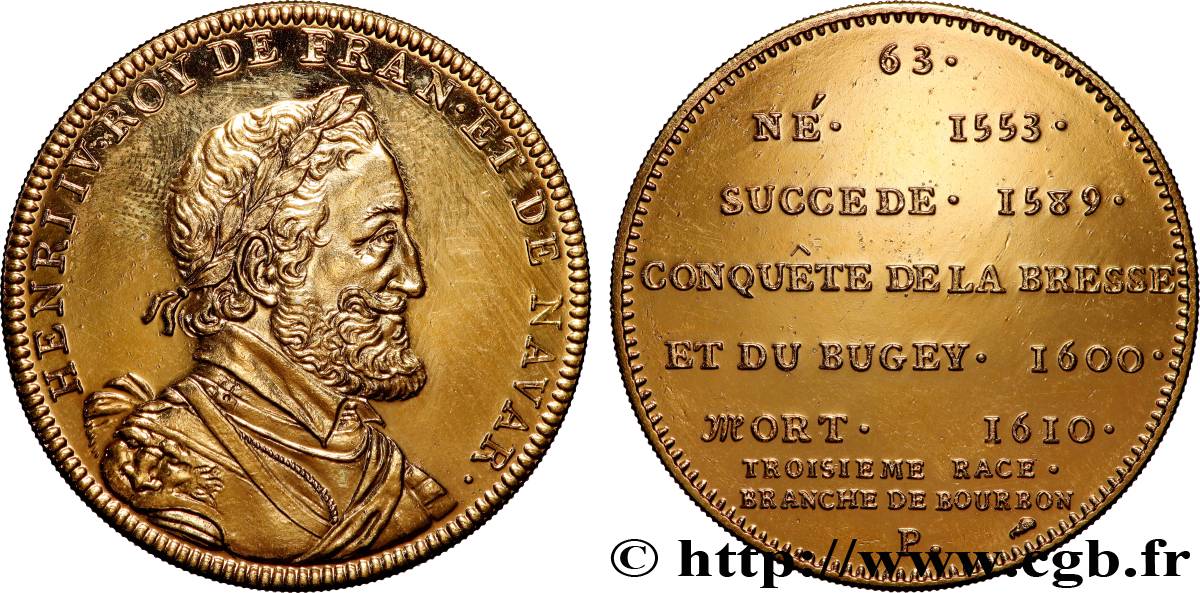 SÉRIE MÉTALLIQUE DES ROIS DE FRANCE Médaille, HENRI IV - 63 - refrappe ultra-moderne SUP