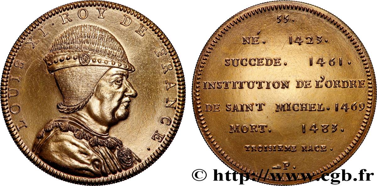 SÉRIE MÉTALLIQUE DES ROIS DE FRANCE Médaille, Louis XI - 55 - refrappe ultra-moderne AU