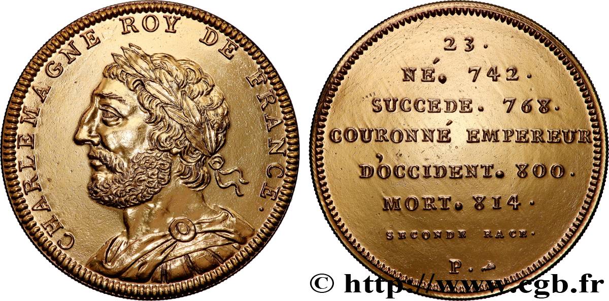 SÉRIE MÉTALLIQUE DES ROIS DE FRANCE Médaille, Charlemagne - 23 - refrappe ultra-moderne VZ