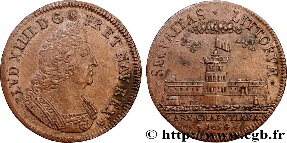 LOUIS XIV THE SUN KING Médaille, Construction du Fort de Chapus fVZ