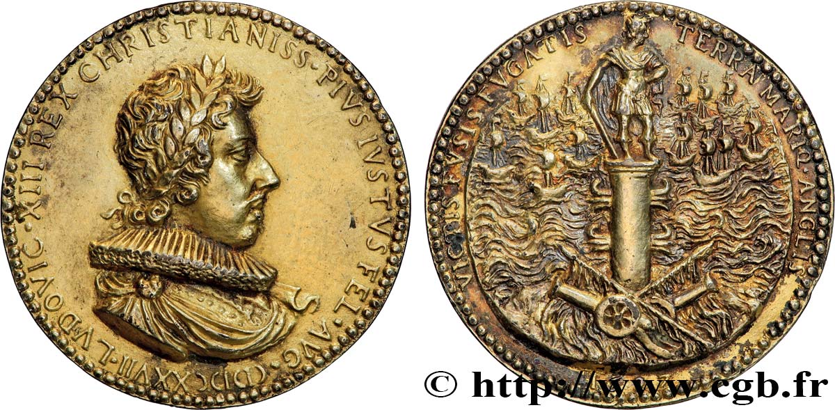 LOUIS XIII LE JUSTE Médaille, Île de Ré TTB+
