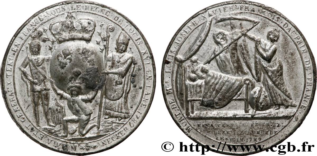 CONSTITUTION - ASSEMBLÉE NATIONALE Médaille, Convocation des États Généraux, Décès de Louis Joseph Xavier François de France TTB+