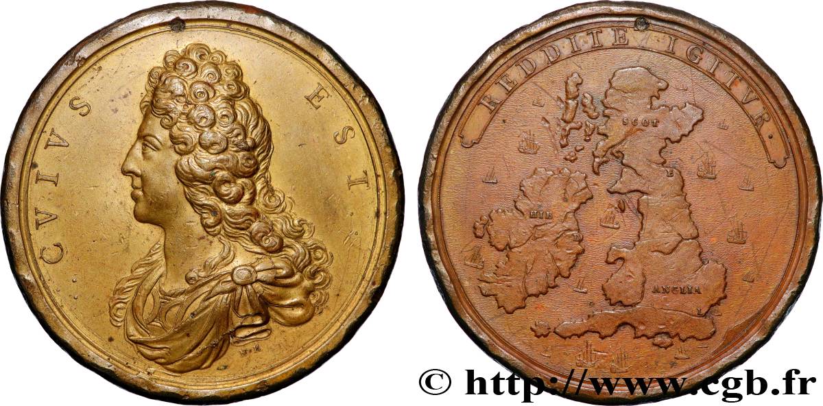 GRANDE-BRETAGNE - ANNE Médaille, Prince James III, Traité d’Utrecht TTB