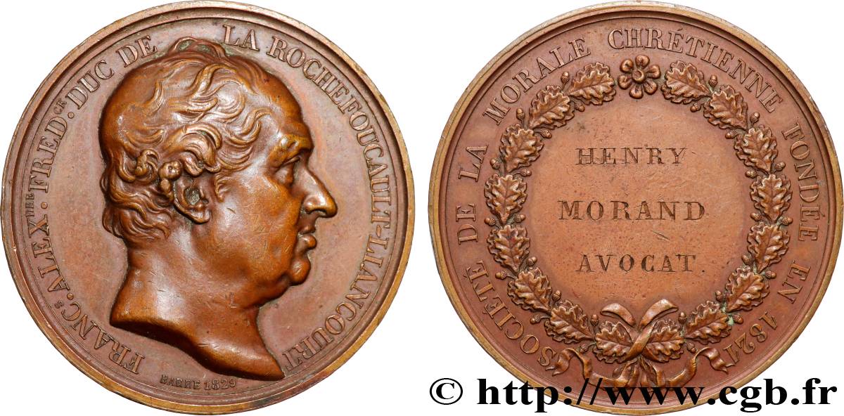CHARLES X Médaille, Société de la morale chrétienne TTB