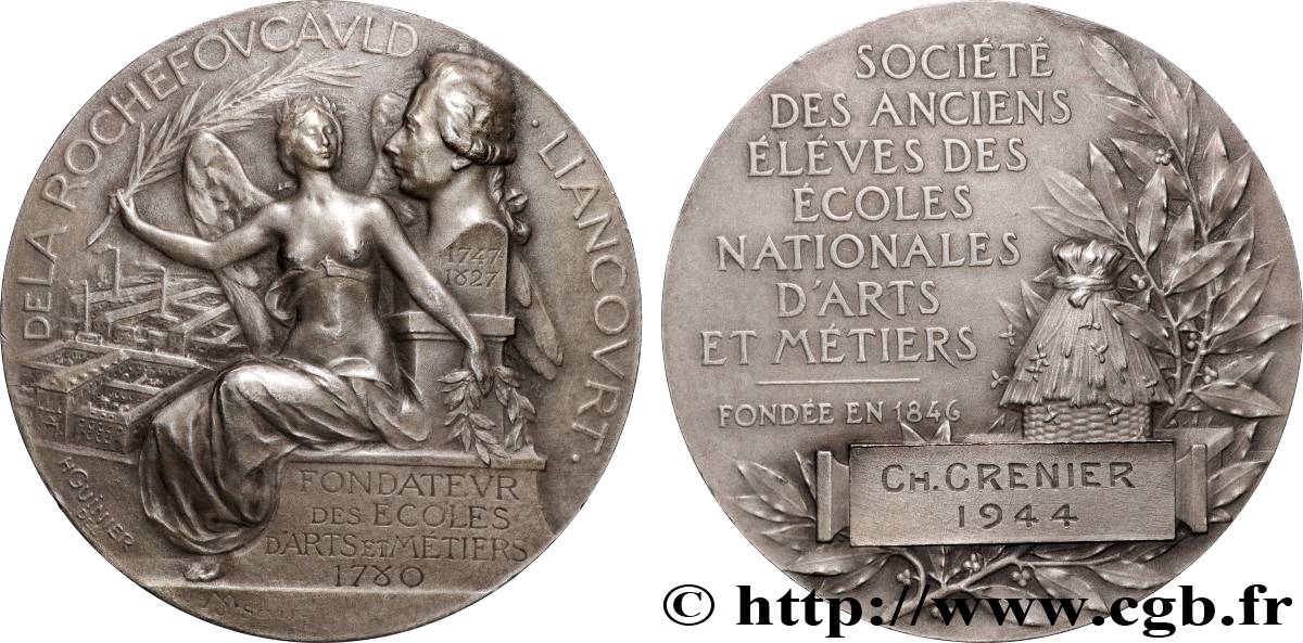 GOUVERNEMENT PROVISOIRE DE LA RÉPUBLIQUE FRANÇAISE Médaille, Société des anciens élèves des écoles nationales d’Arts et Métiers TTB+