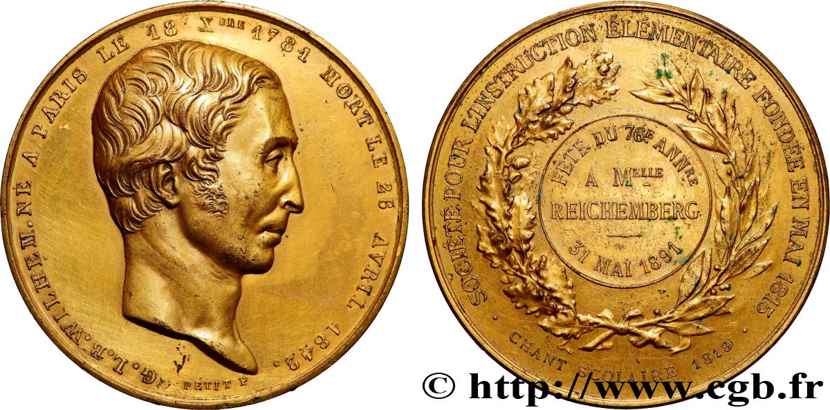 DRITTE FRANZOSISCHE REPUBLIK Médaille, Société pour l’instruction élémentaire SS