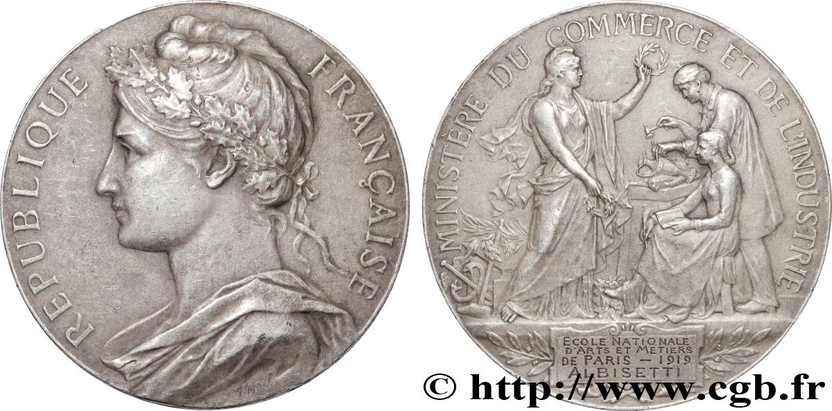 III REPUBLIC Médaille, Ministère du commerce et de l’industrie, École Nationale d’Arts et Métiers de Paris XF/AU