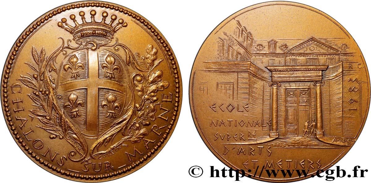 CINQUIÈME RÉPUBLIQUE Médaille, École nationale supérieure d’Arts et Métiers de Châlons-sur-Marne SUP