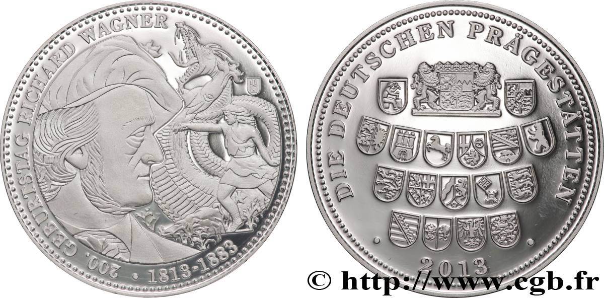 DEUTSCHLAND Médaille, 200e anniversaire de Richard Wagner Polierte Platte