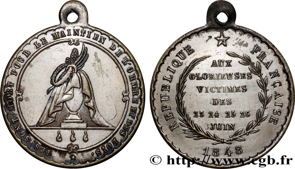 DEUXIÈME RÉPUBLIQUE Médaille, Aux glorieuses victimes de juin TTB