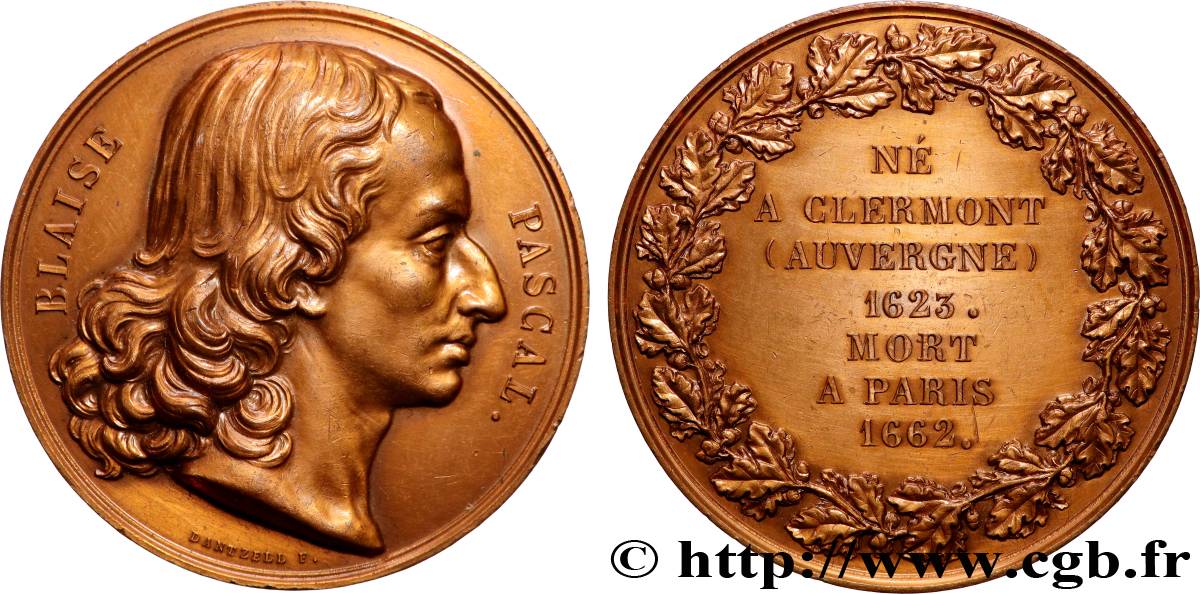 SCIENCES & SCIENTIFIQUES Médaille, Blaise Pascal, refrappe TTB+