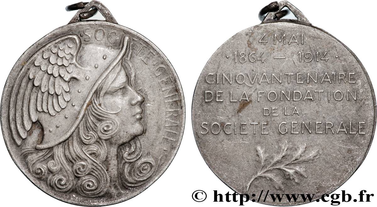 TROISIÈME RÉPUBLIQUE Médaille, Cinquantenaire de la Société générale TTB