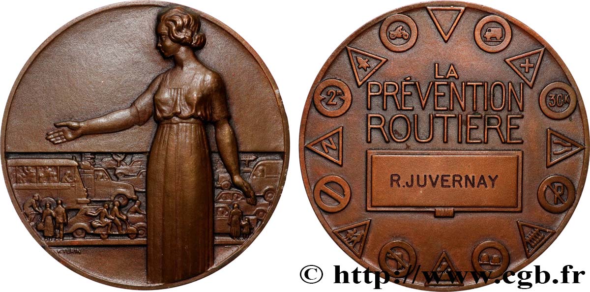 FUNFTE FRANZOSISCHE REPUBLIK Médaille, La prévention routière fVZ