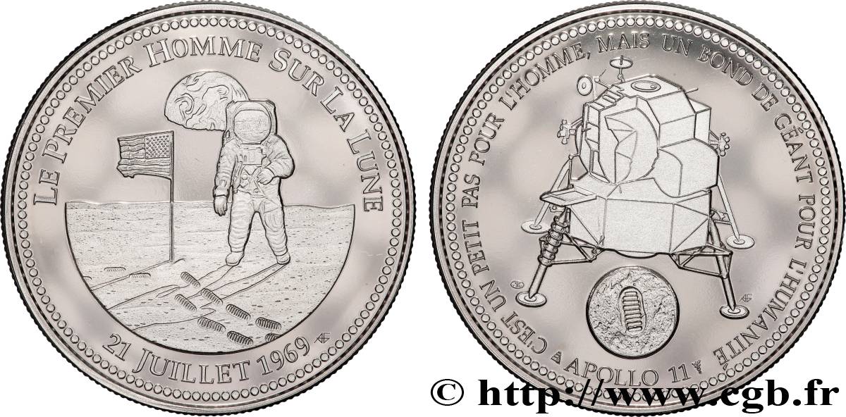 CONQUEST SPACE - SPACE EXPLORATION Médaille, Le premier homme sur la Lune AU