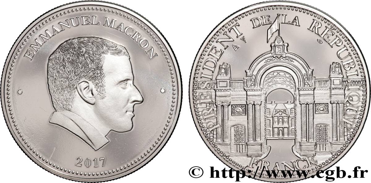 FUNFTE FRANZOSISCHE REPUBLIK Médaille, Emmanuel Macron, Président de la république VZ