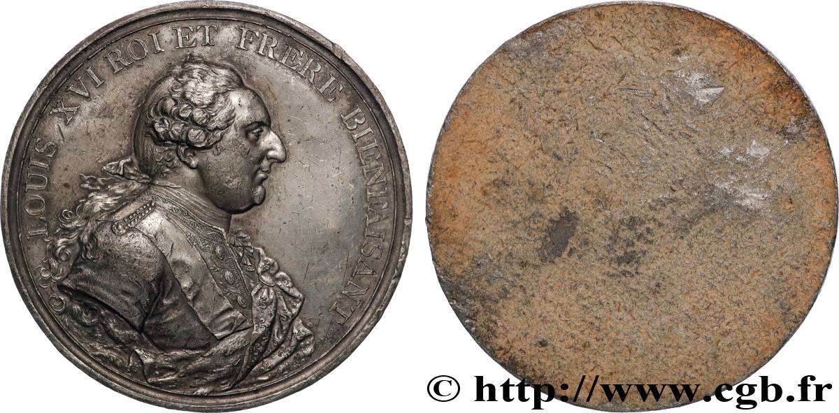 LOUIS XVI Médaille, Louis XVI roi et frère bienfaisant, tirage uniface de l’avers XF