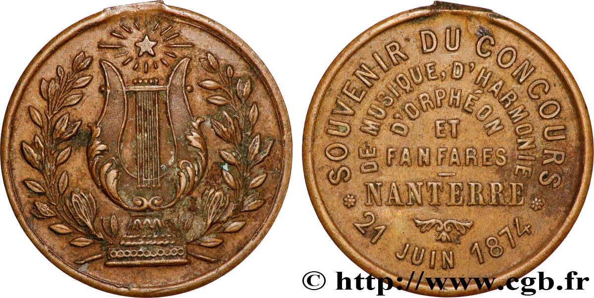 III REPUBLIC Médaille, Souvenir du concours de musique, d’harmonie, d’orphéon et fanfares XF