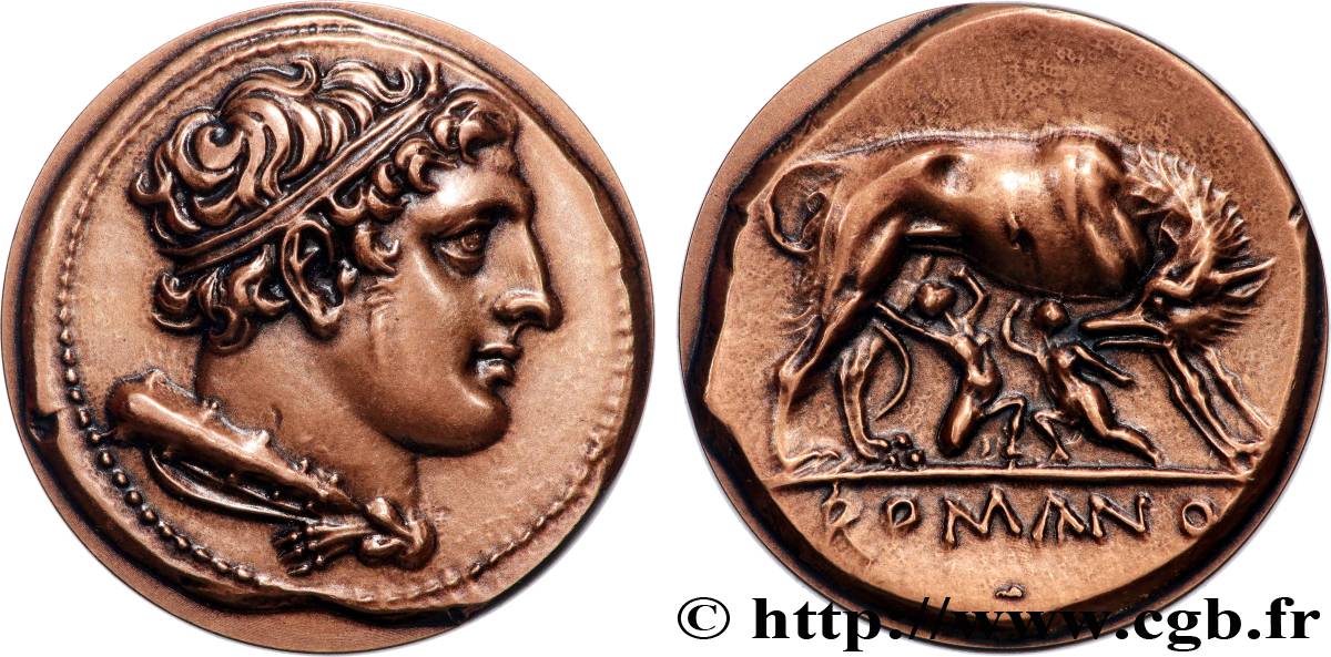 RÉPUBLIQUE ROMAINE - ANONYMES Médaille, Reproduction d’un Didrachme romano-campanien ou nummus AU