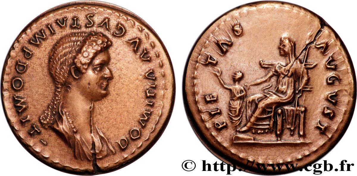 DOMITIA Médaille, Reproduction du denier de Domitia, femme de Domitien TTB+/SUP