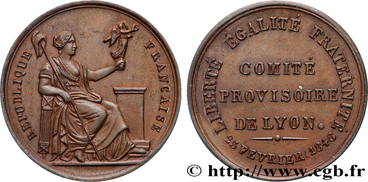 DEUXIÈME RÉPUBLIQUE Médaille, Comité provisoire de Lyon AU