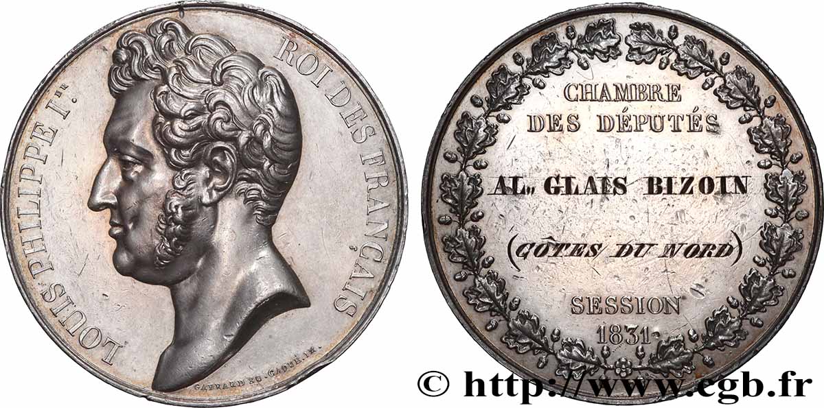 LOUIS-PHILIPPE I Médaille parlementaire, Alexandre Olivier Glais-Bizoin AU/XF