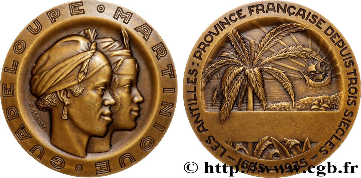 ANTILLES FRANÇAISES Médaille, Tri-centenaire des Antilles, Guadeloupe et Martinique SUP