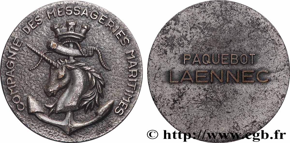 QUATRIÈME RÉPUBLIQUE Médaille, Paquebot Laennec TTB+/TTB