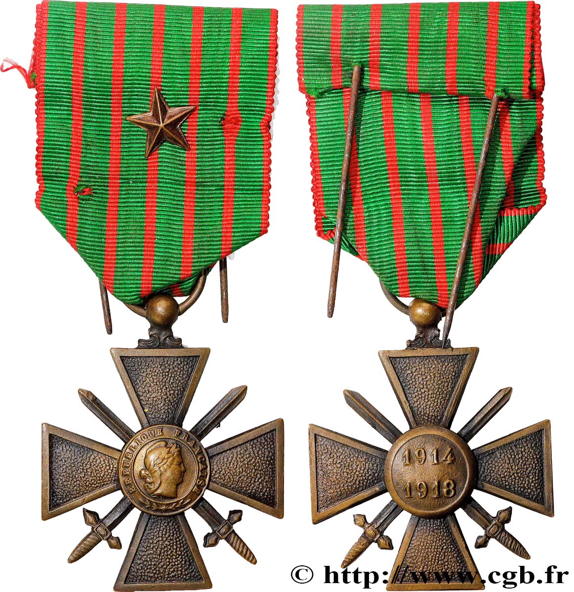 TROISIÈME RÉPUBLIQUE Croix de guerre, 1914-1918 SUP/TTB+
