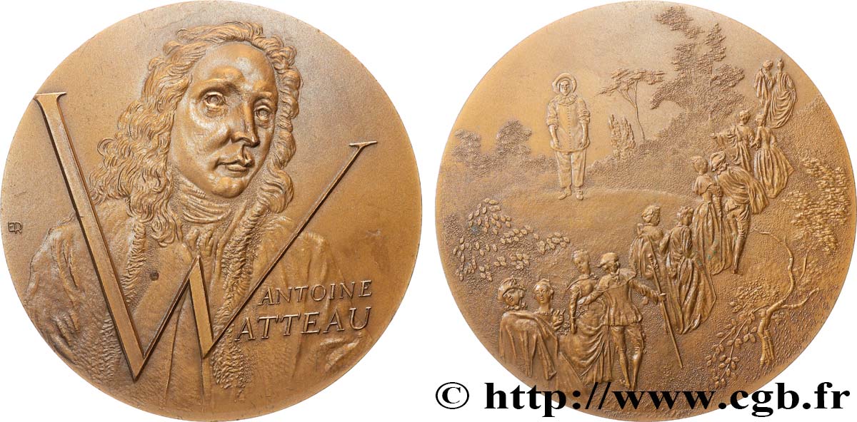 KÜNSTLER: GRAVURER, MALER, BILDHAUER, ZEICHNER Médaille, Jean-Antoine Watteau fVZ