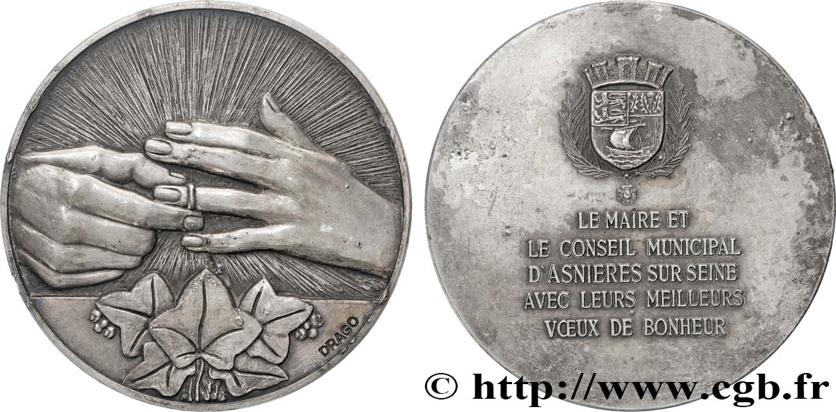 AMOUR ET MARIAGE Médaille, Voeux de bonheur du maire fVZ/SS