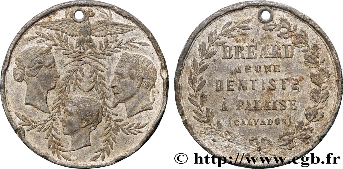 SECOND EMPIRE Médaille, Bréard, Dentiste à Falaise TB+