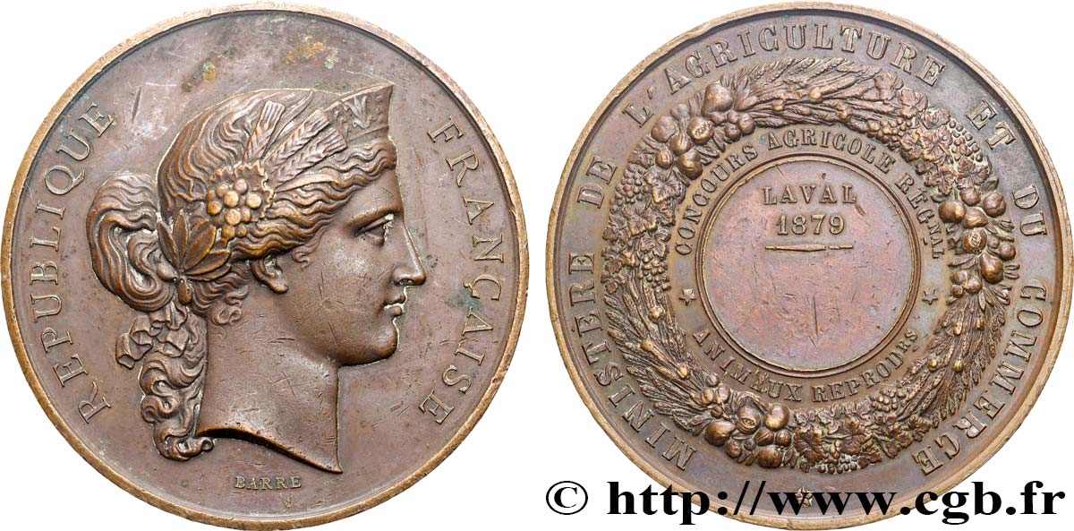TROISIÈME RÉPUBLIQUE Médaille, Concours agricole régional, Animaux reproducteurs TTB