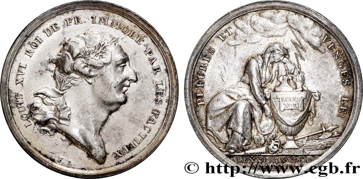 LOUIS XVI (MONARQUE CONSTITUTIONNEL) Médaille dénonçant la mort du roi le 21 janvier 1793 TTB/TTB+