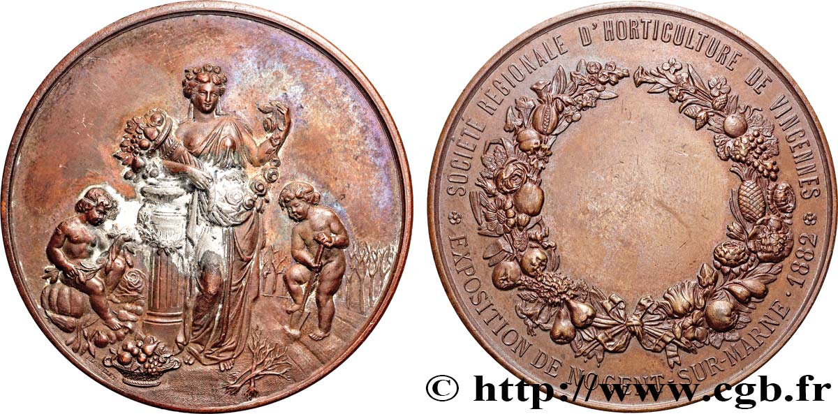 SOCIÉTÉS D AGRICULTURE, HORTICULTURE, PÊCHE ET CHASSE Médaille, Société régionale d’horticulture de Vincennes TTB/TTB+
