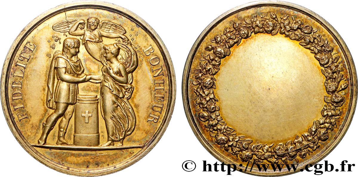 AMOUR ET MARIAGE Médaille de mariage, Fidélité et Bonheur AU