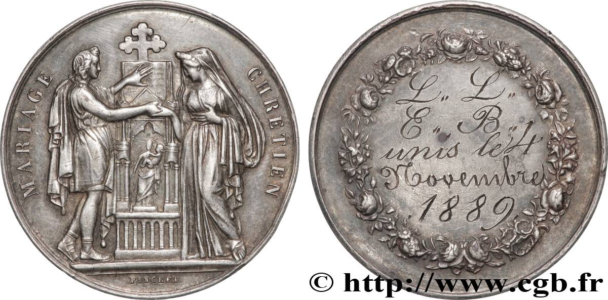 AMOUR ET MARIAGE Médaille, Mariage chrétien TTB+